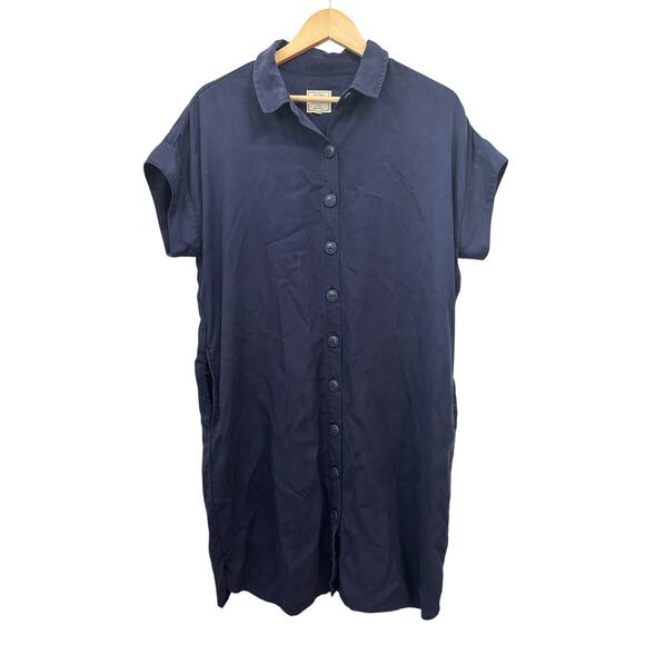 Fat Face Navy Button Front Shirt Dress Short Sleeve Size US 10 UK 14 - Picture 1 of 2
